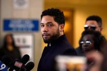 This March 26, 2019 file photo shows actor Jussie Smollett before leaving Cook County Court aft ...