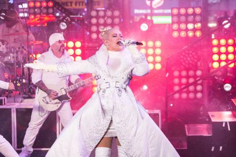 Christina Aguilera performs on stage at the New Year's Eve celebration in Times Square on Monda ...