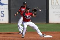 UNLV shortstop Bryson Stott, shown covering second base last season, is batting .369 with 10 ho ...