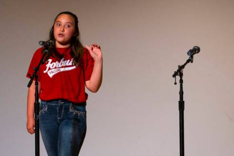 Forbuss Elementary School student Roxy Martinez performs "The Little Red Hen" during ...