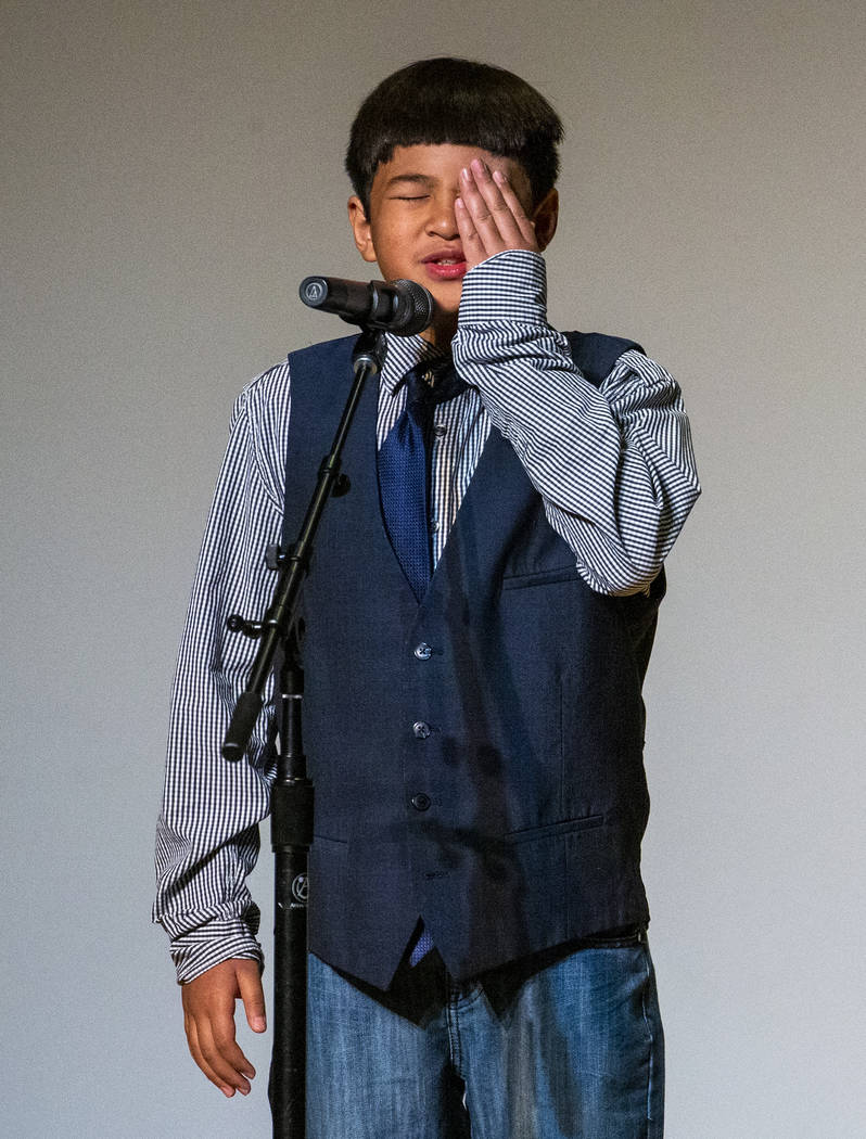 Hummel Elementary School student Luigi Tiongco performs "Stone Soup" during the Brist ...