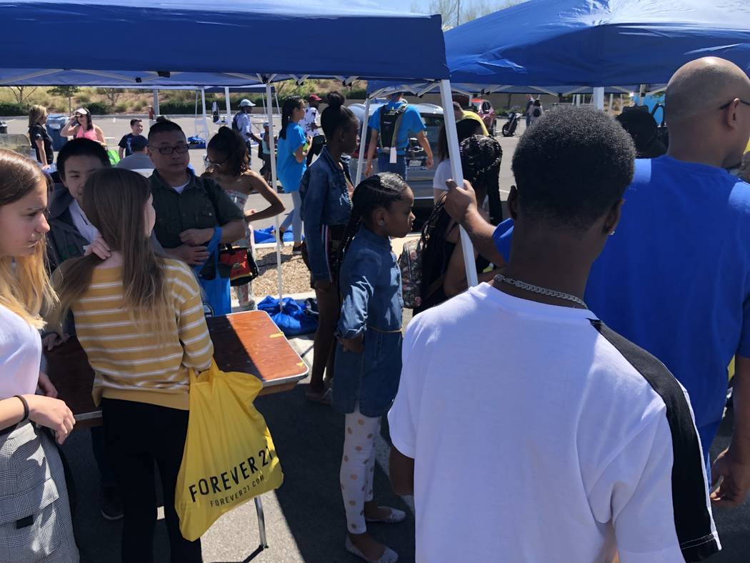 Students filled the streets of Downtown Summerlin on April 20 for the Earth Day Everyday art co ...