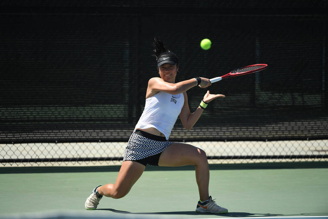UNLV senior Aiwen Zhu competes in the 2019 Mountain West Women's Tennis Championship takes plac ...