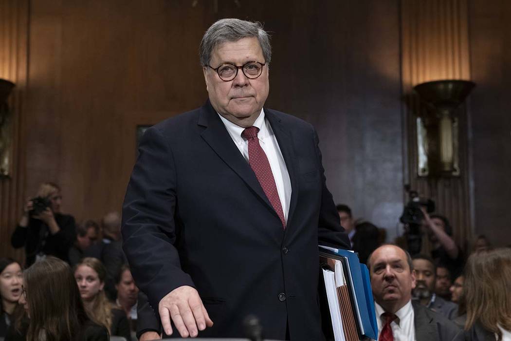 Attorney General William Barr appears before the Senate Judiciary Committee to face lawmakers' ...