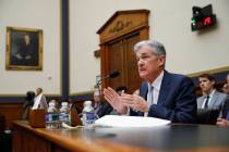 Federal Reserve Board Chair Jerome Powell gestures Feb. 27, 2019, while speaking before the Hou ...