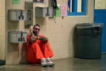 In this Nov. 27, 2017 file photo, inmate Lance Shaver talks on the phone at the Albany County C ...