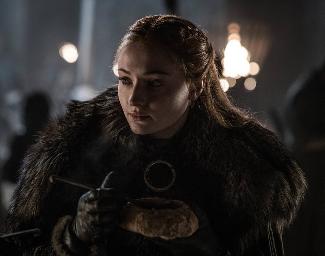 This image released by HBO shows Sophie Turner in a scene from "Game of Thrones," tha ...