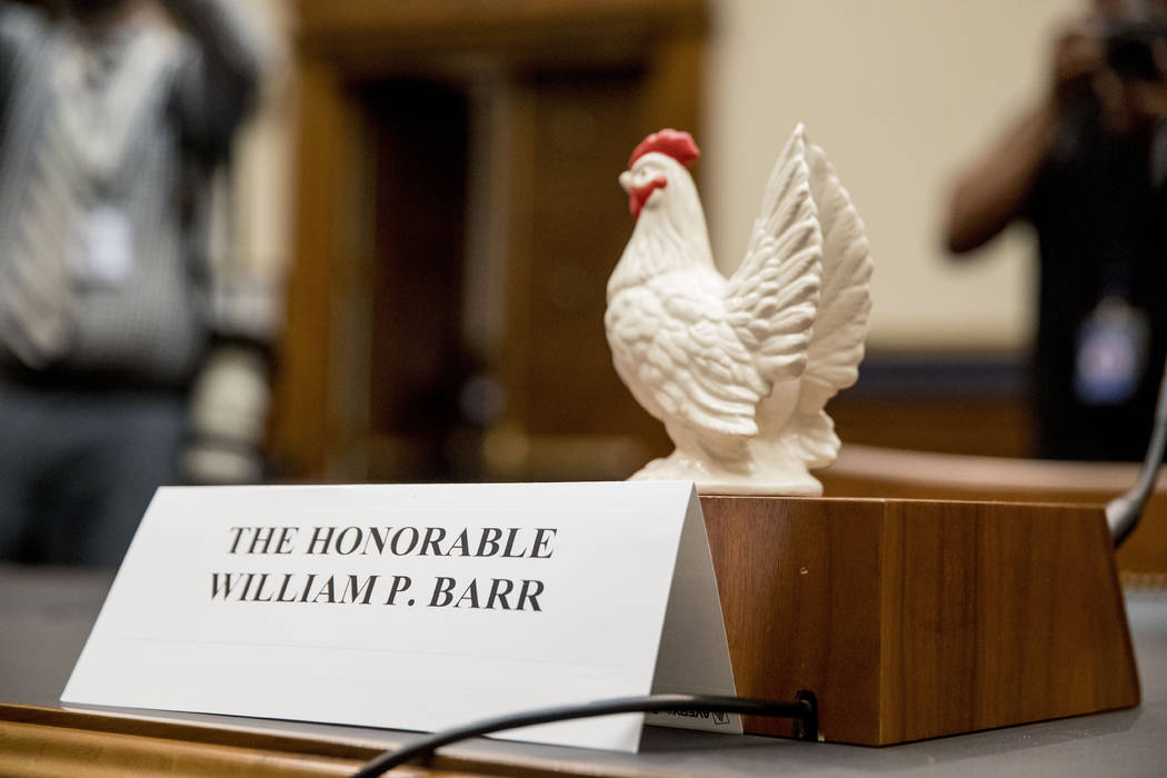 Rep. Steve Cohen, D-Tenn., placed a prop chicken on the witness desk for Attorney General Willi ...