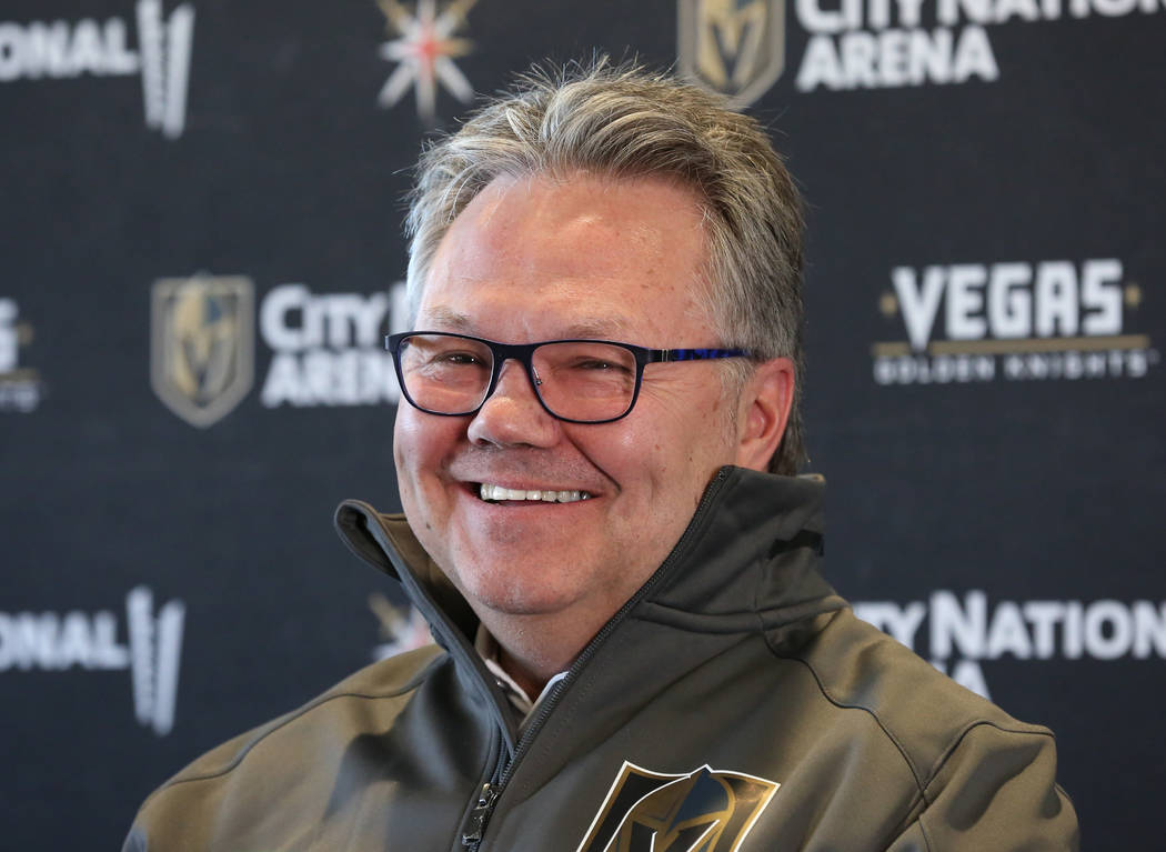 Kelly McCrimmon was introduced as the Golden Knights' new general manager during a press confer ...