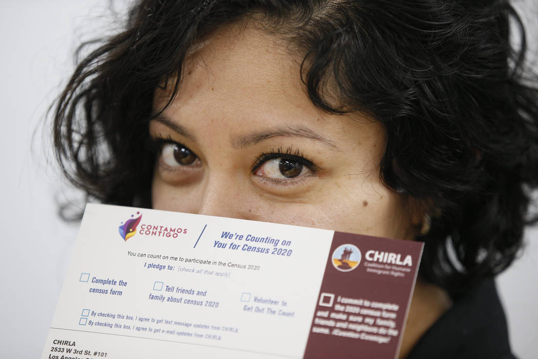 In this Friday, April 26, 2019, photo, Diana Escamilla, Los Angeles organizer for the Coalition ...