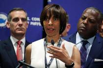 FILE - In this June 8, 2018 file photo, Baltimore Mayor Catherine Pugh addresses a gathering du ...
