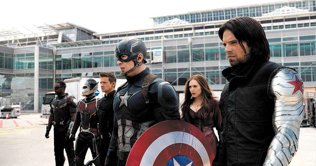 Marvel's Captain America: Civil War..L to R: Falcon/Sam Wilson (Anthony Mackie), Ant-Man/Scott ...