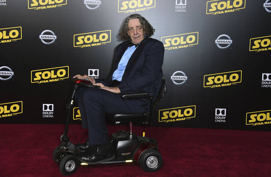 Peter Mayhew is seen at the premiere of "Solo: A Star Wars Story" in Los Angeles in May 2018. ( ...
