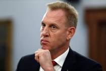 Acting Defense Secretary Patrick Shanahan listens, Wednesday May 1, 2019, during a House Approp ...