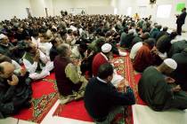 Las Vegas Muslims attend a ceremony ending Ramadan, which was held at the Jamia Masjid at 4730 ...