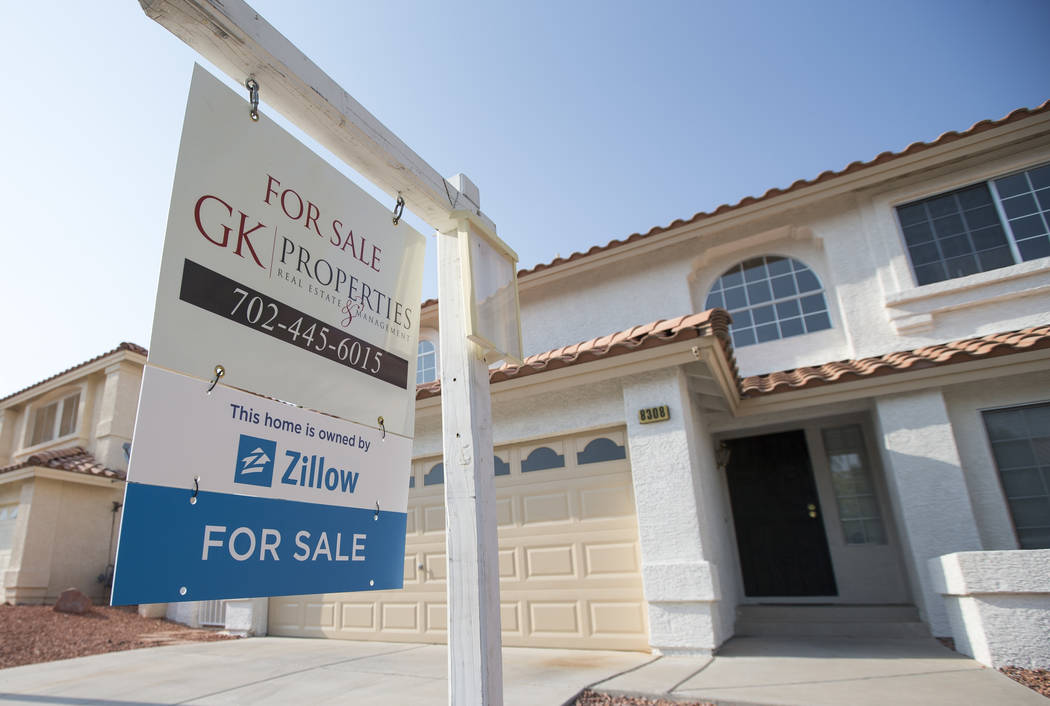 A house for sale at 8308 Cretan Blue Lane in Las Vegas is seen Friday, Aug. 10, 2018. (Richard ...