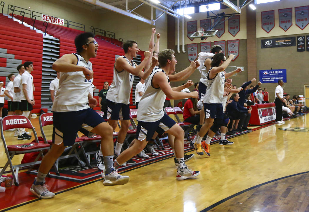 Coronado players celebrate their victory over Foothill in the Desert Region tournament champion ...