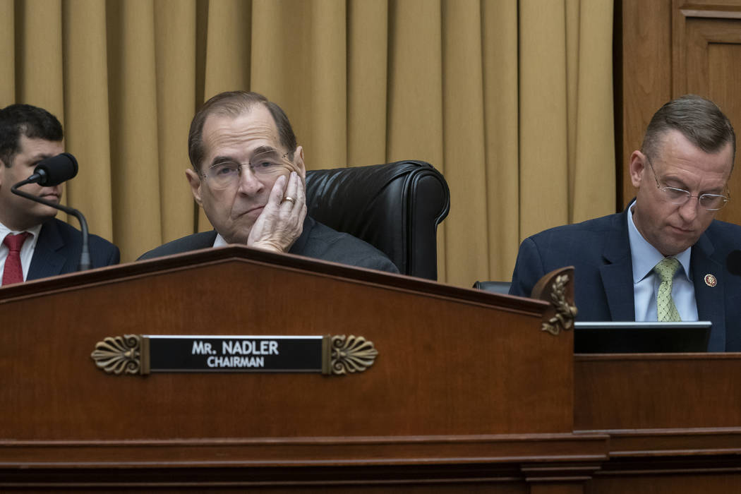 House Judiciary Committee Chair Jerrold Nadler, D-N.Y., joined at right by Rep. Doug Collins, R ...
