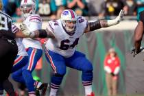 In this Jan. 7, 2018, file photo, Buffalo Bills offensive guard Richie Incognito (64) sets up t ...
