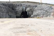 The north portal of the Yucca Mountain exploratory tunnel. Las Vegas Review-Journal.