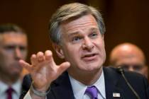 FBI Director Christopher Wray testifies during a hearing of the Appropriations Subcommittee for ...