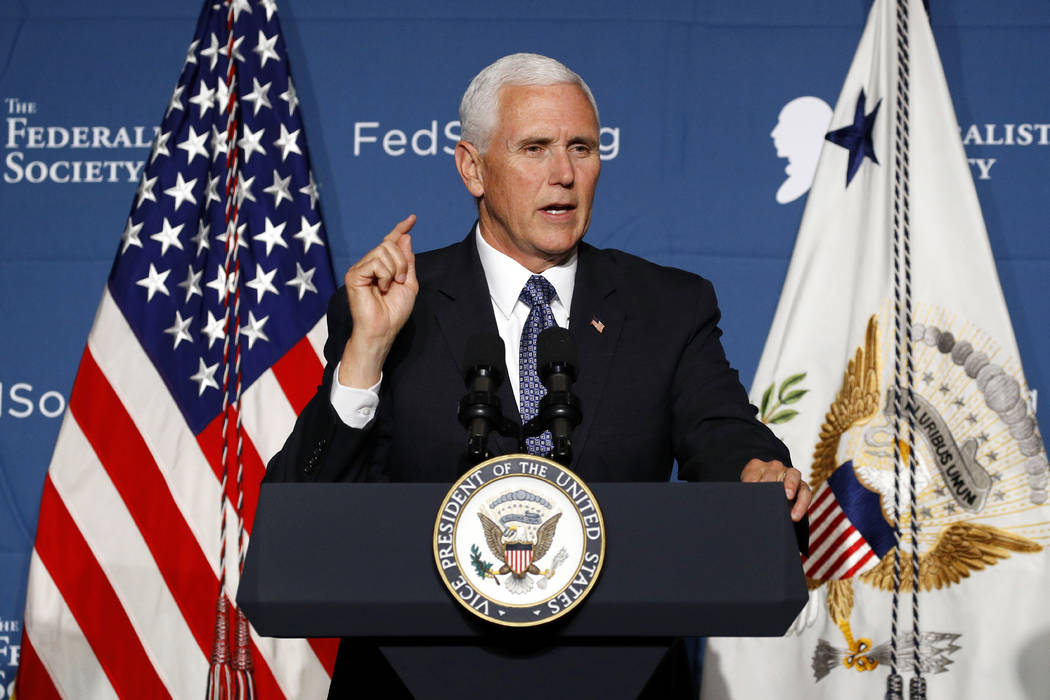 Vice President Mike Pence speaks at the Federalist Society's annual Executive Branch Review Con ...