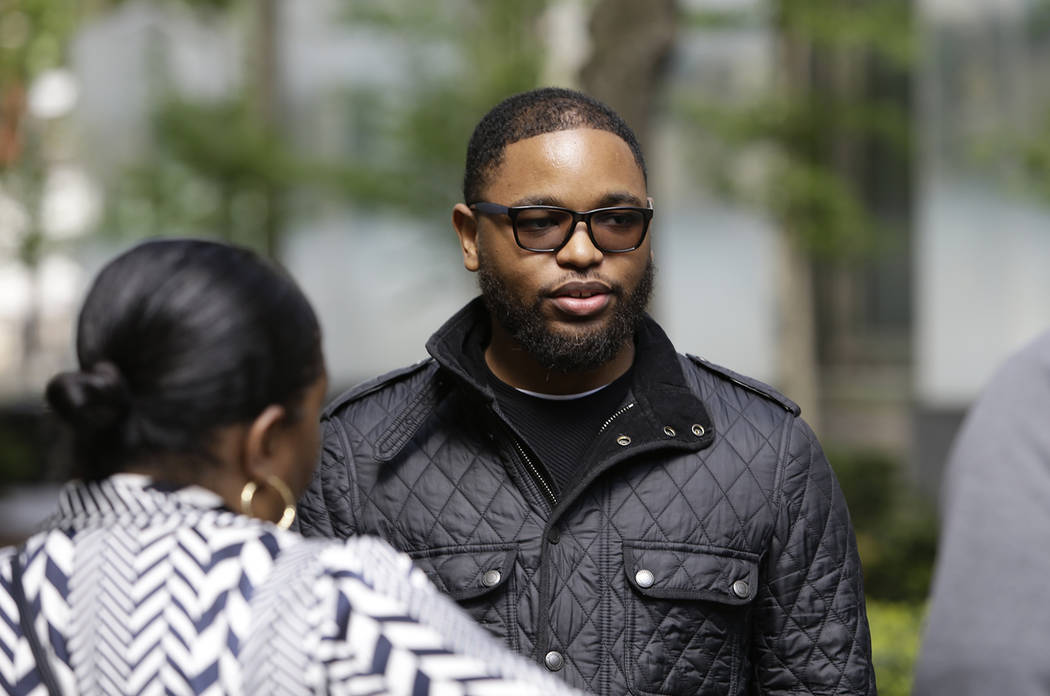 Christian Dawkins stands outside federal court Wednesday, May 8, 2019, in New York. Dawkins and ...