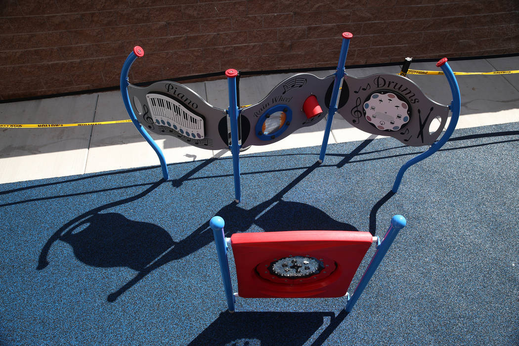 A new playground at the Shade Tree shelter in North Las Vegas is photographed during a tour, We ...