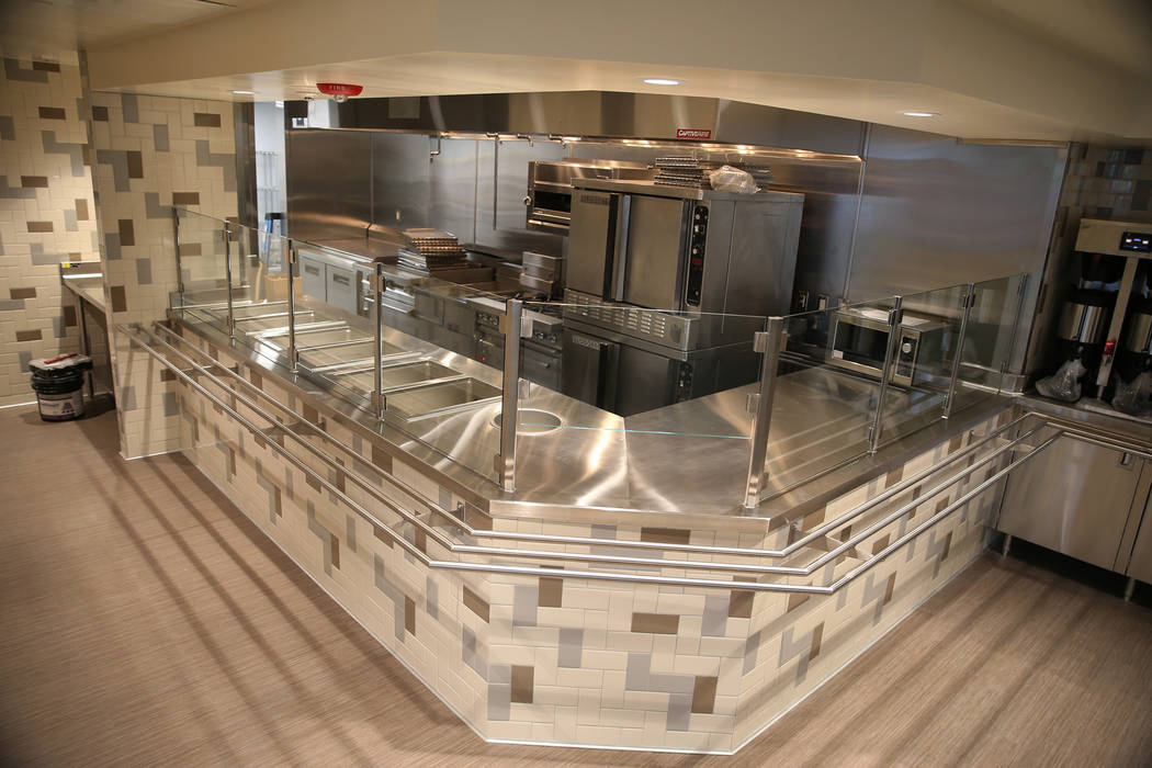 New kitchen appliances in the renovated kitchen at the Shade Tree shelter in North Las Vegas is ...