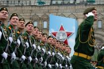 Russian troops march during the Victory Day military parade to celebrate 74 years since the vic ...