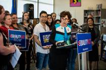 Sen. Jacky Rosen, D-Nev., speaks at a Human Rights Campaign event for the Equality Act on Tuesd ...