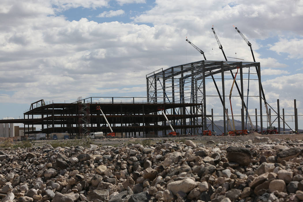 The Las Vegas Raiders 323,000 square-foot headquarters and practice facility under construction ...