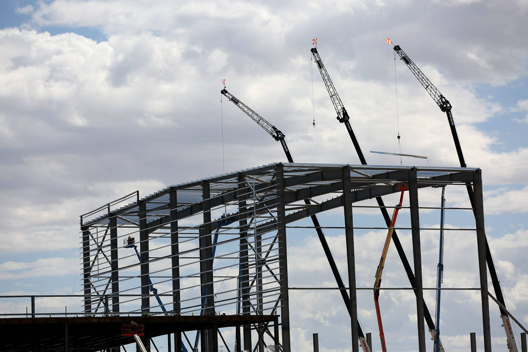 The Las Vegas Raiders 323,000 square-foot headquarters and practice facility under construction ...