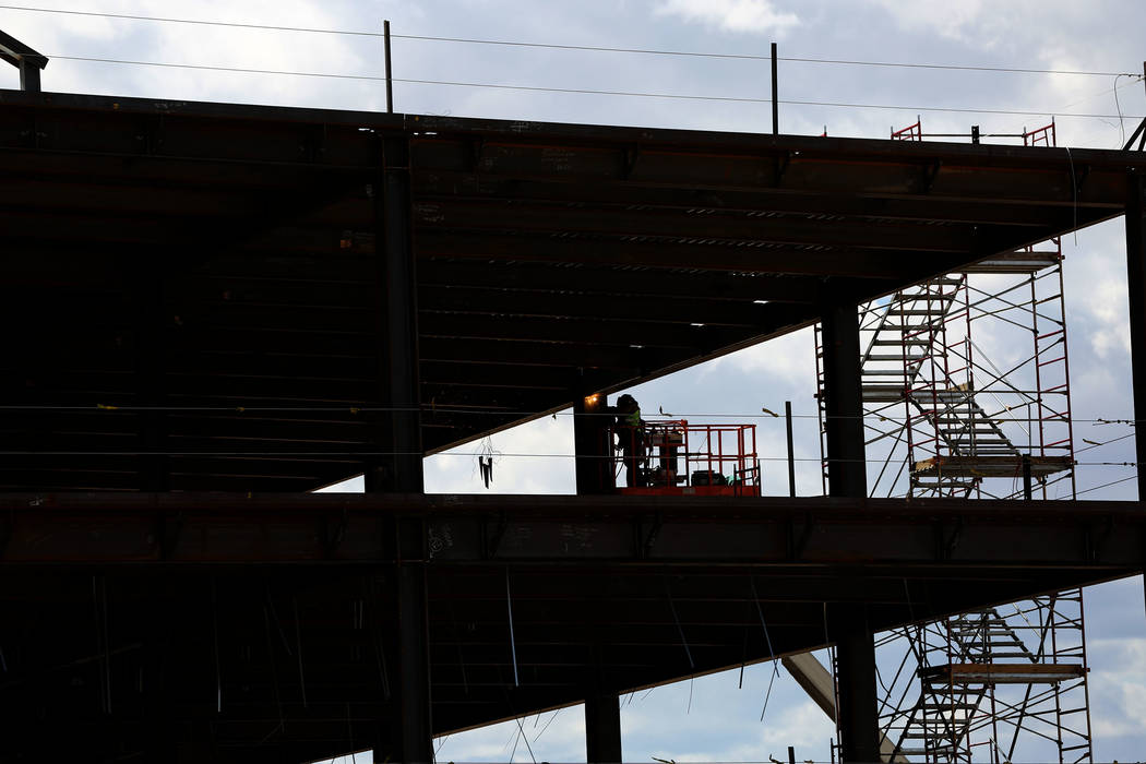 The Las Vegas Raiders 323,000 square-foot headquarters and practice facility under construction ...