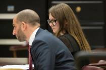 In this April 25, 2019, file photo, Anna Sorokin, right, and her lawyer Todd Spodek react as th ...