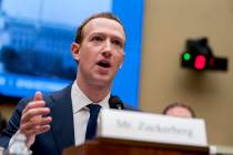 acebook CEO Mark Zuckerberg testifies April 11, 2018, before a House Energy and Commerce hearin ...