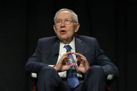 Former U.S. Sen. Harry Reid speaks as he participates in an exclusive panel discussion as part ...