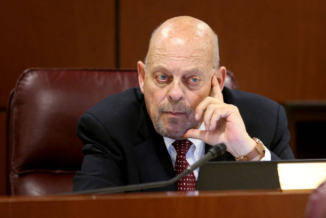 Assemblyman Jim Wheeler, R-Minden, listens to testimony during a Natural Resources, Agriculture ...