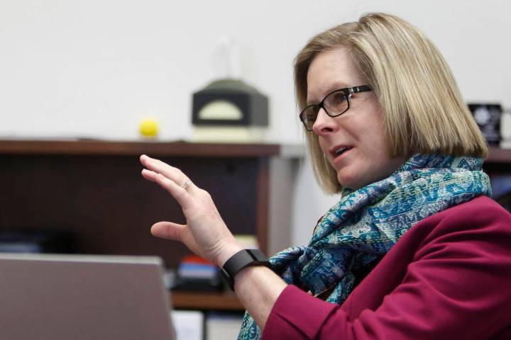 Dr. Margo Martin, vice president Academic Affair at College of Southern Nevada, speaks during a ...