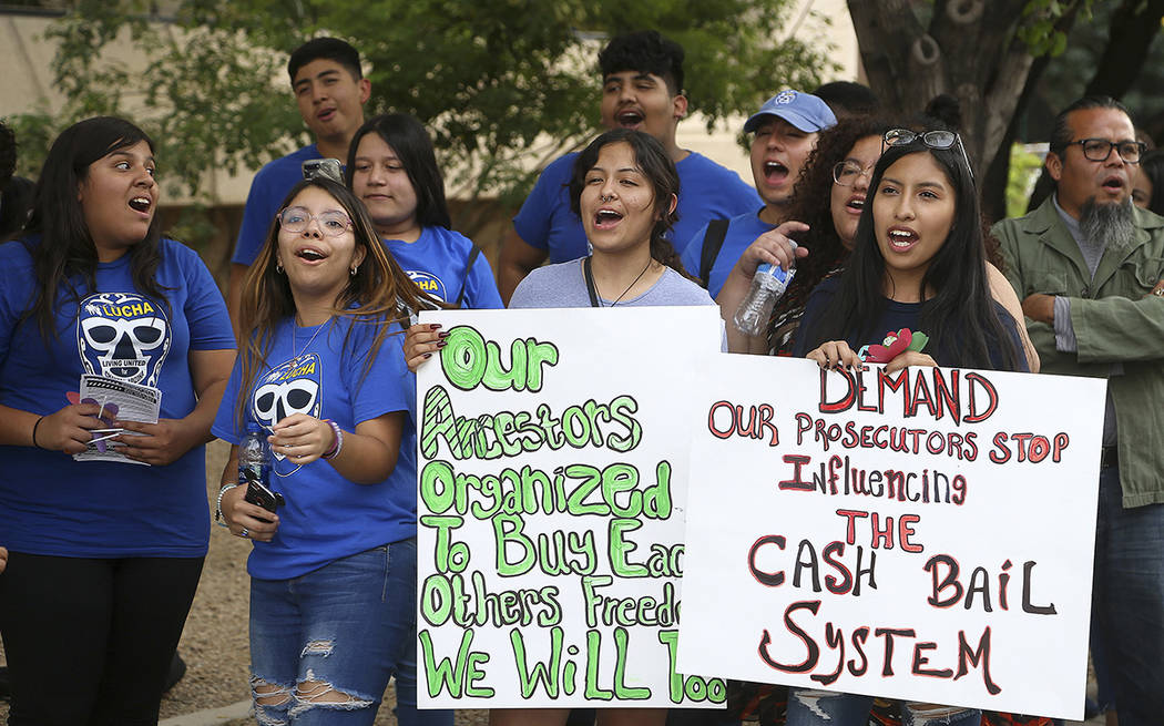 Protesters gather in front of Maricopa County Attorney Bill Montgomery's office Thursday, May 9 ...