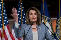 IN this May 9, 2019, photo, Speaker of the House Nancy Pelosi, D-Calif., speaks on Capitol Hill ...