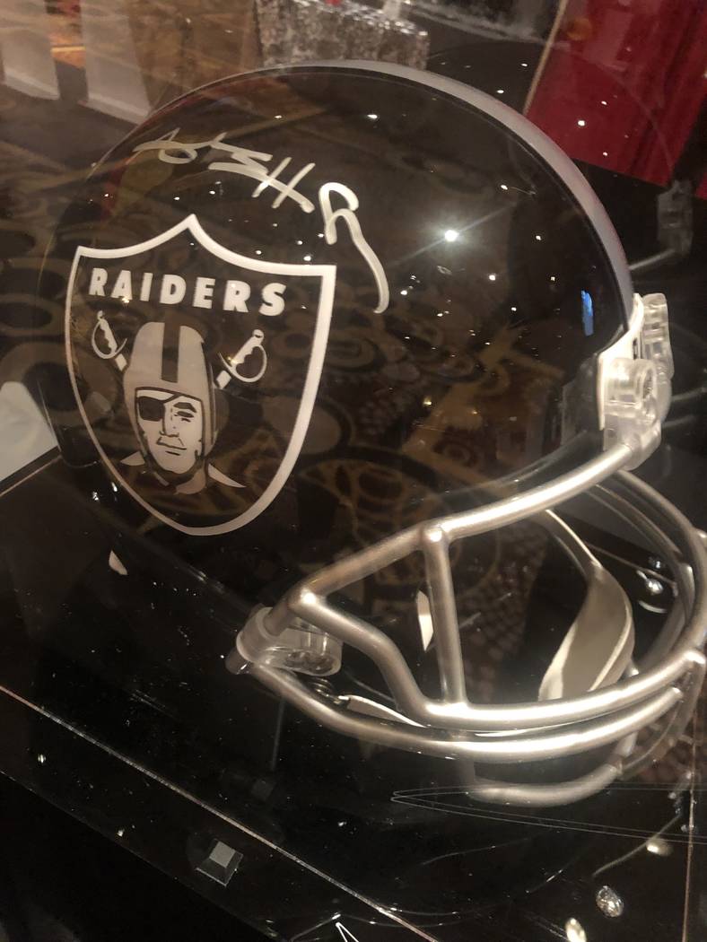 A look at the all-black, unofficial Raiders helmet from the JDRF Gala at Mandalay Bay on Friday ...
