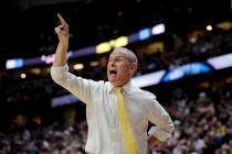 Michigan coach John Beilein shouts during the first half of the team's NCAA men's college baske ...