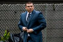 New York City police officer Daniel Pantaleo leaves his house Monday, May 13, 2019, in Staten I ...