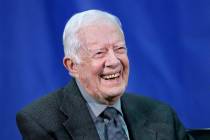 File-This Sept. 12, 2018, file photo shows former President Jimmy Carter, 93, answering questio ...
