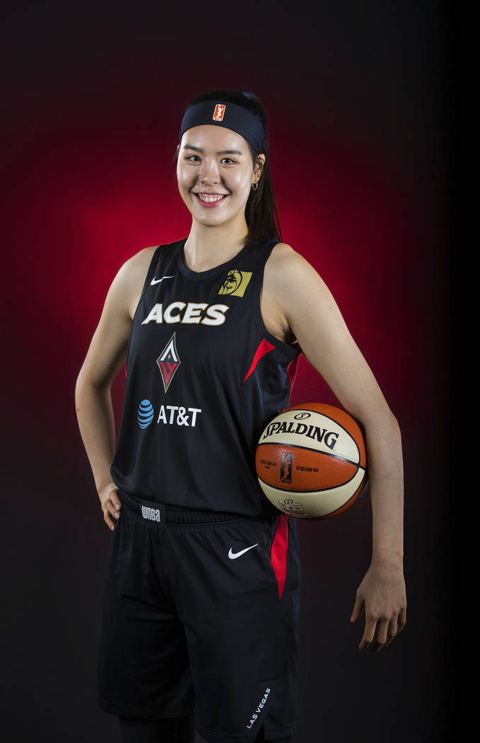 Las Vegas Aces center Ji-Su Park (19) during media day at Mandalay Bay Events Center on May 13, ...