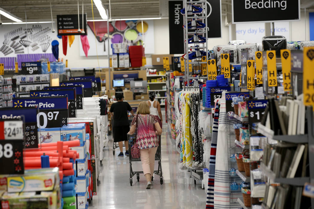 Shoppers at Walmart at 2310 E. Serene Ave. in Las Vegas Tuesday, March 14, 2019. K.M. Cannon La ...