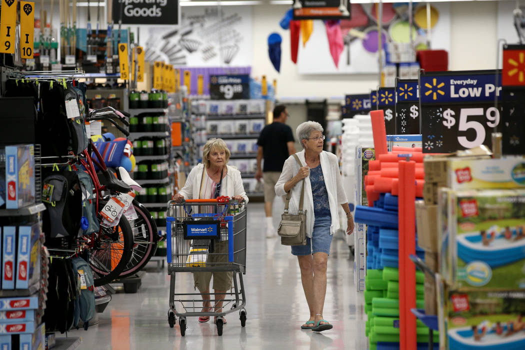 Jeannie Allen and Joyce Hill shop at Walmart at 2310 E. Serene Ave. in Las Vegas Tuesday, March ...