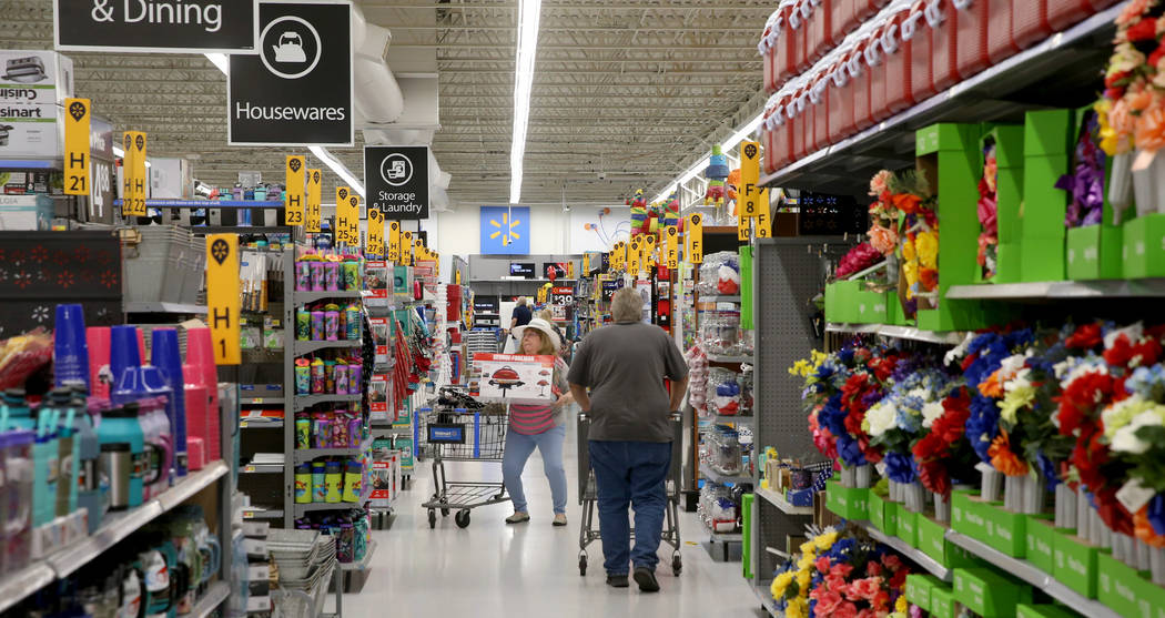 Shoppers at Walmart at 2310 E. Serene Ave. in Las Vegas Tuesday, March 14, 2019. K.M. Cannon La ...