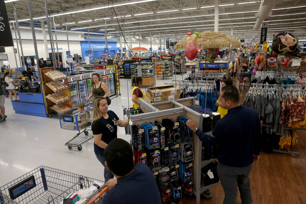 Shoppers and workers at Walmart at 2310 E. Serene Ave. in Las Vegas Tuesday, March 14, 2019. K. ...